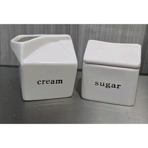 Palm Restaurant White Ceramic Milk Carton Creamer‎ & Sugar W/ Lid Serving Dishes